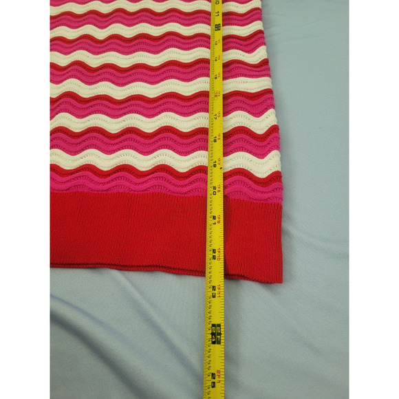 Hyacinth House Ruby Wave Stripe Callie Crewneck Sweater Size M Red Pink - Picture 5 of 7